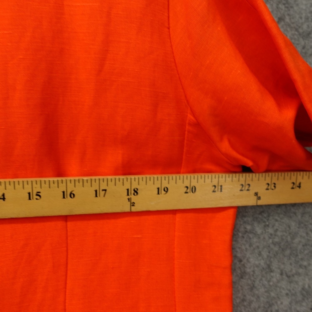 Vintage European Linen Shift Dress Womens XL 18 Burnt Orange Button Front LINANE - Picture 4 of 15